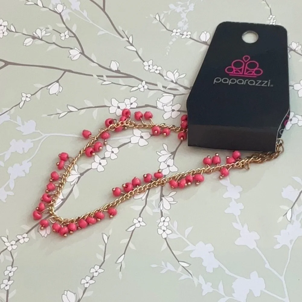 ❄️ Paparazzi | Pink and Gold Anklet Falling Blossoms Beach Bohemian